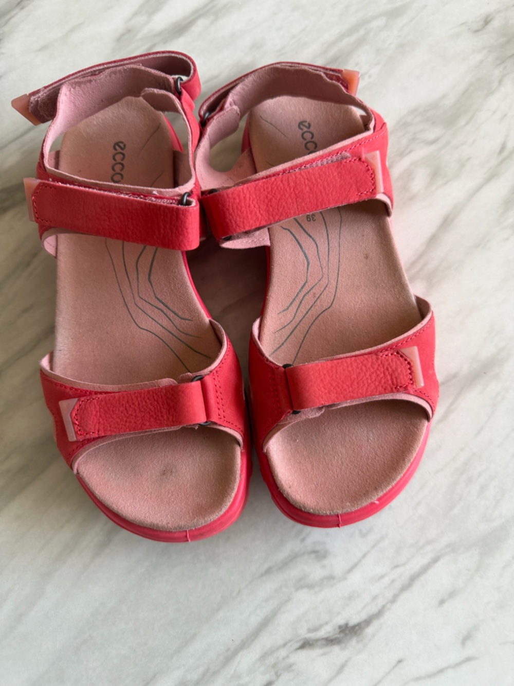 ECCO Womens Off-road Comfort Sport Sandals Red and Pink Velcro EUC 39 / 8-8.5 US - Picture 5 of 7